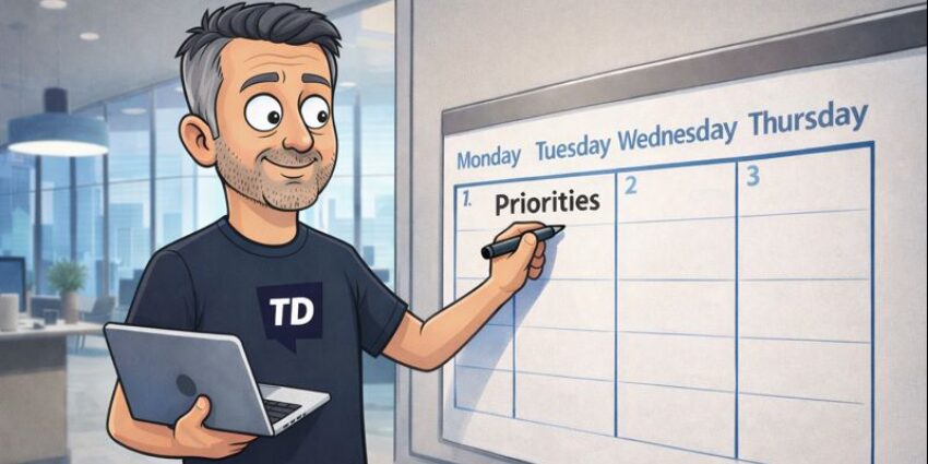 Four-day work week model highlighting productivity, AI insight, and modern work design